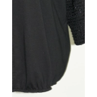 Bluzka Oversize czarna z błyszczącym panelem - boucle